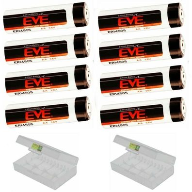8 x EVE ER14505 LS14500 AA Lithium-Thionylchlorid 3,6 V plus Box