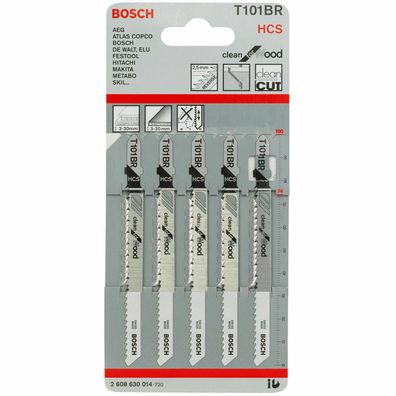 Bosch Professional T 101 BR Stichsägeblatt, Clean for Wood, 5er-Pack