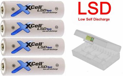 4 x XCell LSD-Basic Mignon (AA)-Akku NiMH 2100 mAh 1.2 V + Box