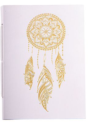 Schreibbuch Traumfänger weiß gold Leder 18 x 13 cm Tagebuch Notizbuch