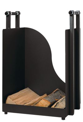 Holzkorb Holzkiste Kaminzubehör Metall schwarz beschichtet optional mit Rollen