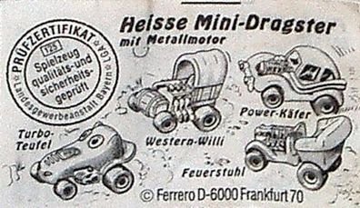 Heisse Mini-Dragster Beipackzettel