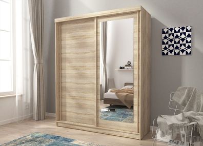 Moderner Schiebetürenschrank ALASKA -100 / 150 / 200 cm Kleiderschrank Spiegel