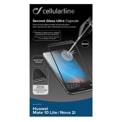 Cellularline Huawei Mate 10 Lite/ Nova 2i Panzer Schutzglas 100% Glas Schwarz