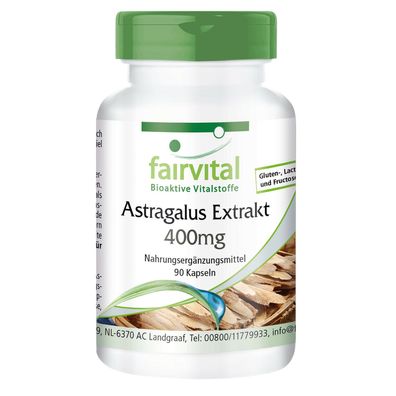 Astragalus-Extrakt 400mg 90 Kapseln Astragaluswurzel Vegan - fairvital