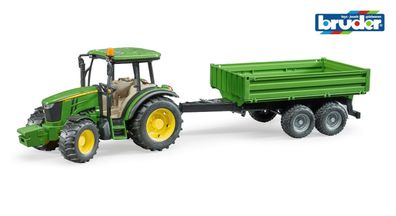 Bruder 02108 Traktor John Deere 5115 M Bordwandanhänger Trecker Anhänger Neu