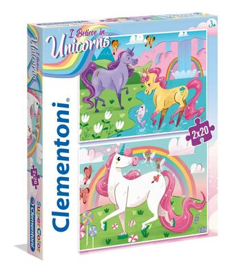 Clementoni 24754 Puzzle 2x20 Teile Unicorns, Einhorn, Pferde, Pferd 20 Teile Neu