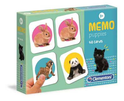 Clementoni 18084 Memo Kompakt Tierbabies Kinder Memory Hunde, Katzen ... Spiel