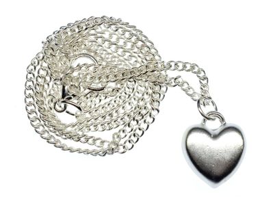 Herz Kette Halskette 45cm Miniblings Liebe Freundin Valentinstag 3D silbern 12mm