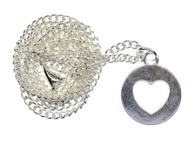 Herz Kette Halskette 45cm Miniblings Liebe Valentinstag silber Kreis 15mm