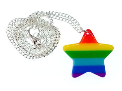 Regenbogen Stern Kette Halskette 45cm Miniblings Sternchen Pride Glück bunt