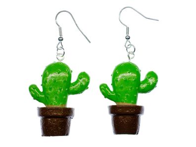 Kaktus Ohrringe Miniblings Kakteen Topfpflanze Pflanze Western Feigenkaktus 5