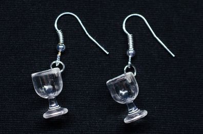 Weinglas Ohrringe Miniblings Ohrhänger Wasserglas Glas Wein Wasser Kelch