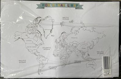 Schreibunterlage mit Ausmalmotiv Weltkarte - World Travel Map
