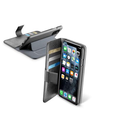 Cellularline Schutz Tasche für Apple iPhone 11 Pro Max Schwarz mit Ständer, Book
