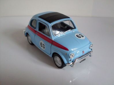 Fiat 500 Race Version blau, Welly Auto Modell ca. 1:35-1:38, Neu, OVP