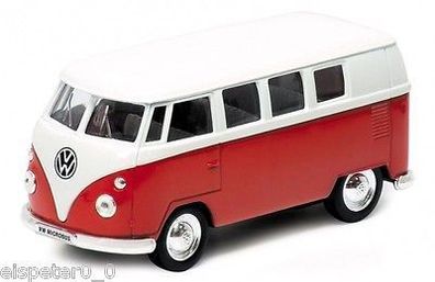 VW Microbus (1962) rot/ weiß, Welly Auto Modell ca.1:38, Neu, OVP