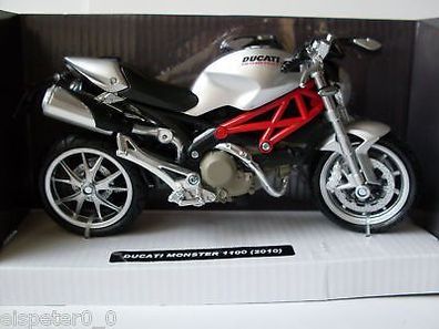 Ducati Monster 1100 (2010) silber, NewRay Motorrad 1:12