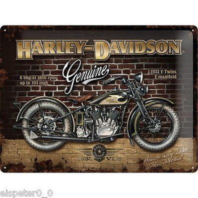Blechschild 30 x 40, Harley Davidson Brick Wall, Werbeschild Art. 23124
