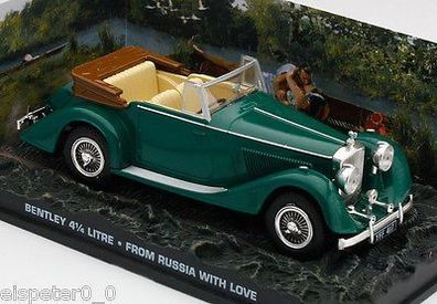 Bentley 4 1/4 litre, James Bond 007 Film Diorama / Modell 1:43 incl. Vitrine