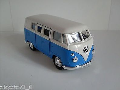 VW Microbus (1962) blau/ weiß, Welly Auto Modell ca.1:38, Neu, OVP