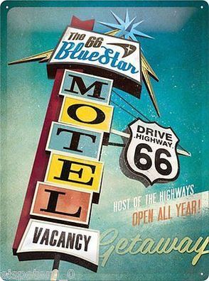 Blechschild 30 x 40, The 66 Blue Atar Motel, Werbeschild Art. 23186