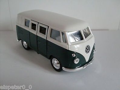 VW Microbus (1962) grün/ weiß, Welly Auto Modell ca.1:38, Neu, OVP