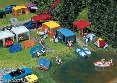 Camping Zelte Set, Faller Bausatz Miniaturwelten H0 (1:87), Art. 130504