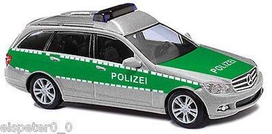 BUSCH 43662, MB C-Klasse T-Modell »Polizei«, Grün, H0 Fertigmodell 1:87