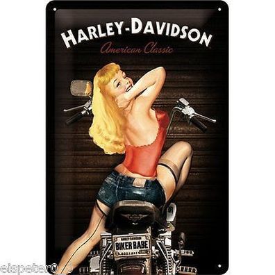 Blechschild 20 x 30, Harley-Davidson Biker Babe, Werbeschild Art. 22214