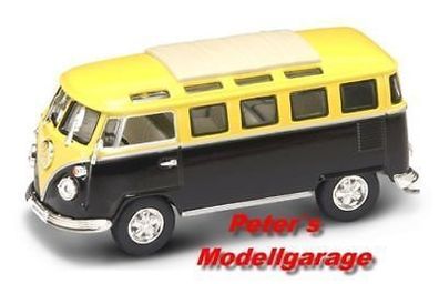 VW T1 Microbus gelb + Vitrine, Yat Ming Modell 1:43, Neu