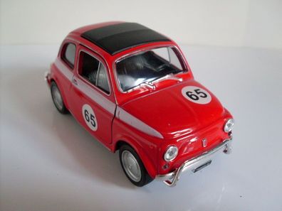 Fiat 500 Race Version rot, Welly Auto Modell ca. 1:35-1:38, Neu, OVP