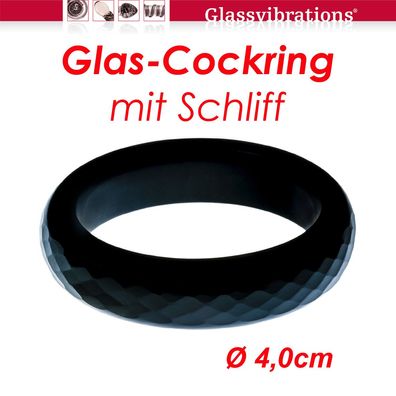Glassvibrations Glas Penisring mit Schliff 4,0cm Glas Penis Potenz Cock Sex Ring