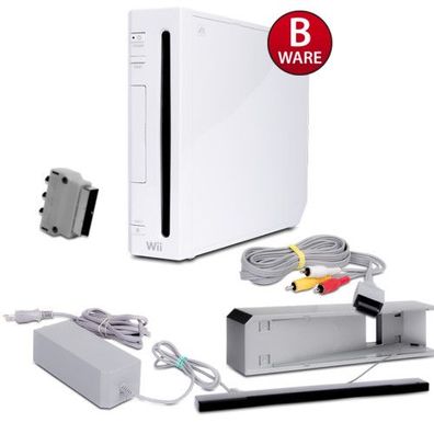 Wii Konsole in Weiss (B-Ware) #20 + alle Kabel + Sensorleiste + Standfuss
