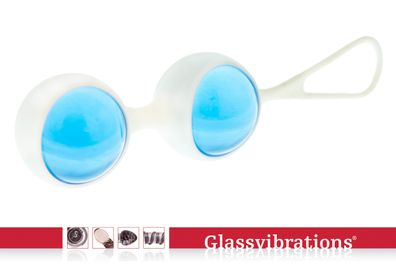 Glassvibrations Intensiv Kugeln blau/ weiß Schwangerschaftsgymnastik Beckenboden Love