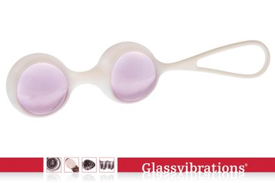 Glassvibrations Intensiv Kugeln pink/ weiß Schwangerschaftsgymnastik Beckenboden Love