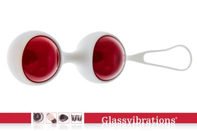 Glassvibrations Intensiv Kugeln rot/ weiß Schwangerschaftsgymnastik Beckenboden Love