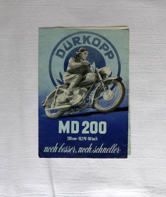 Dürkopp MD 200 Motorrad original Werbung Reklame Prospekt Oldtimer