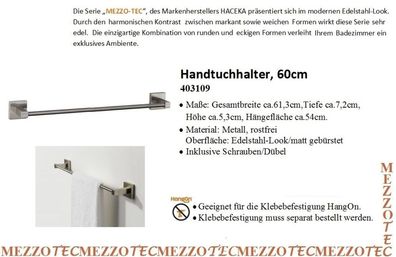 Mezzo Tec Handtuchhalter 60cm. Metall matt gebürstet Rostfrei