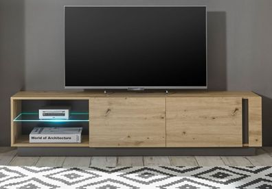 TV-Lowboard Fernseher Unterschrank 188 cm Eiche Artisan grau Unterteil Board Louna