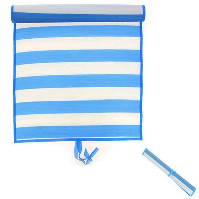 2tlg Strandmatte Stranddecke Picknickdecke Matte PVC Geflecht 60x180cm Blau