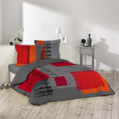3tlg. Bettwäsche 240x220 Baumwolle Übergröße Bettdecke Kissen Bettbezug
