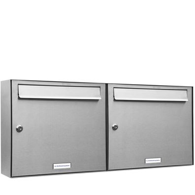 2er Premium Edelstahl Briefkasten Anlage für Außen Wand Design Postkasten 2x1