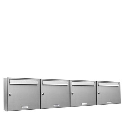 4er Premium V2A Edelstahl Briefkasten Anlage Außen Wand Design Postkasten 4x1