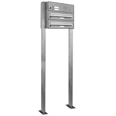 2er Premium V2A Edelstahl Standbriefkasten Anlage mit Klingel Postkasten design