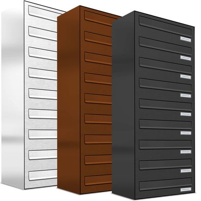 9er Briefkasten-Anlage Tür- Zaundurchwurf RAL Farbe