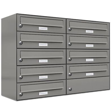 9er Premium Briefkasten Aluminiumgrau RAL 9007 für Außen Wand Postkasten 2x4