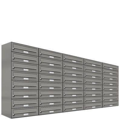 45er Premium Briefkasten Aluminiumgrau RAL Farbe 9007 für Außen Wand Postkasten