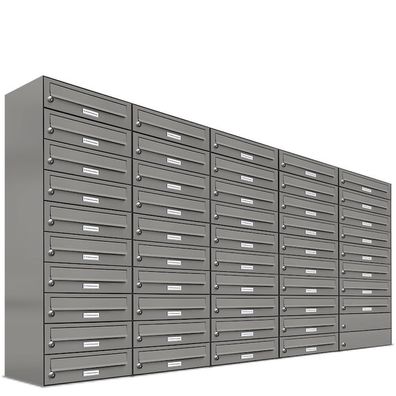 48er Premium Briefkasten Aluminiumgrau RAL 9007 für Außen Wand Postkasten 5x10