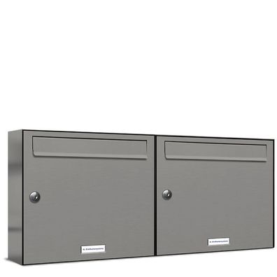 2er Premium Briefkasten Aluminiumgrau RAL 9007 für Außen Wand Postkasten 2x1